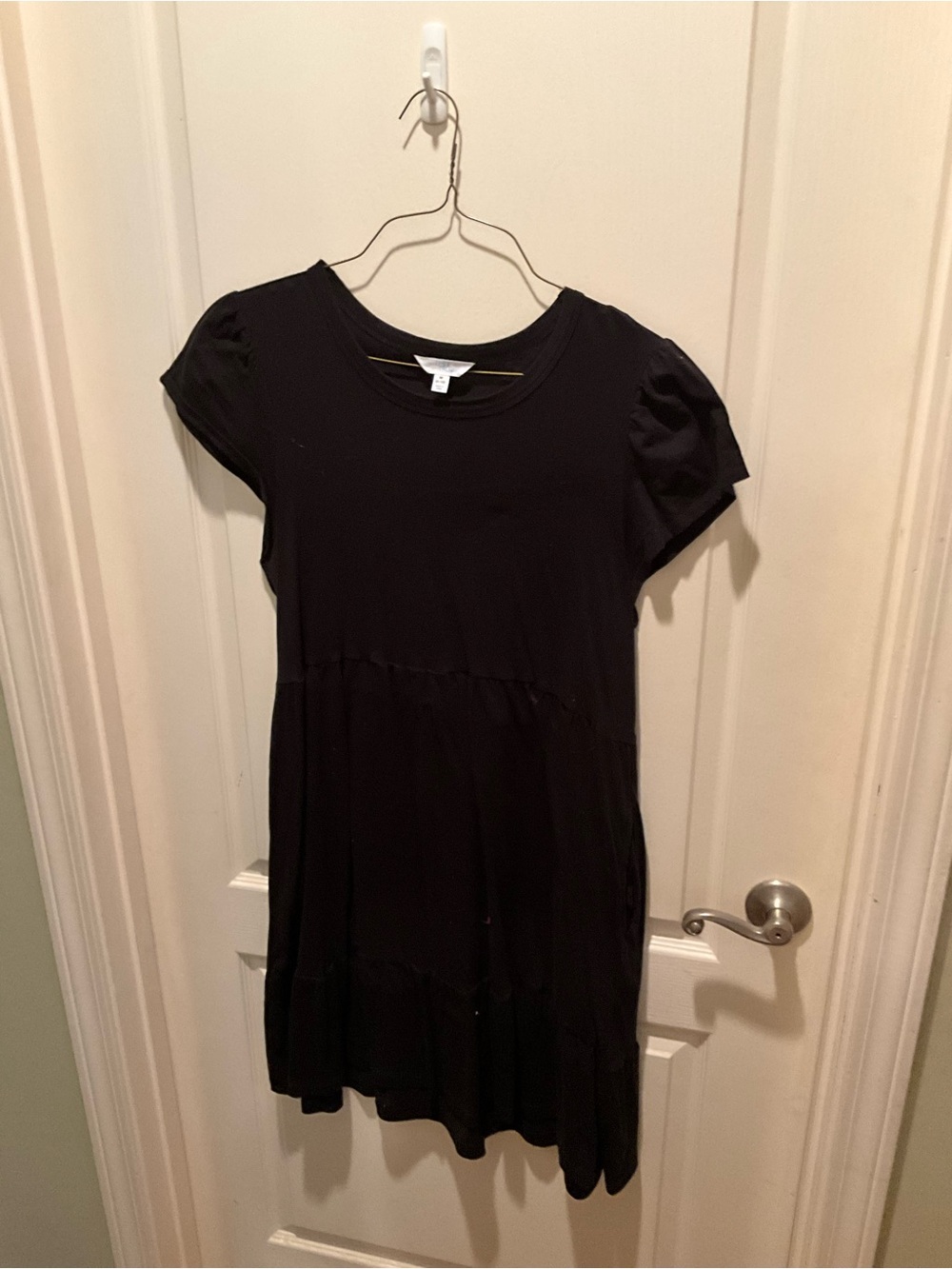 Time and Tru Black Short Sleeve Knit Dress with Crew Neck